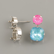 Puzety ABBY pro Šaton 1088 a Čtvereček 4470 Swarovski 8+12mm - rhodium