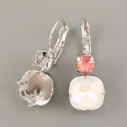 Náušnice ABBY pro Šaton 1088 a Čtvereček 4470 Swarovski 6+12mm - rhodium