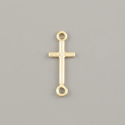 Přívěsek KŘÍŽEK 16x7mm s dvěma očky - Ag925 pozlaceno