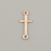 Přívěsek KŘÍŽEK 16x7mm s dvěma očky - Ag925 růžové zlato