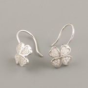 Náušnicový háček SE ČTYŘLÍSTKEM - Ag925 rhodium