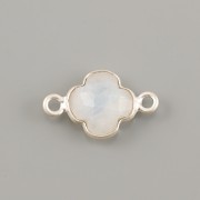 OPÁL čtyřlístek 15mm v rámečku s dvěma očky - Ag925