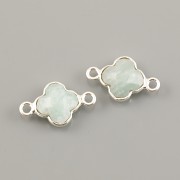AMAZONIT čtyřlístek 15mm v rámečku s dvěma očky - Ag925