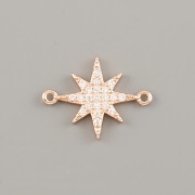 Přívěsek HVĚZDIČKA S KAMÍNKY s očky 15mm - Ag925 růžové zlato
