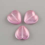 ANDĚLSKÉ ŠATY - korálek srdíčko 15x16mm - RŮŽOVÉ S LISTREM