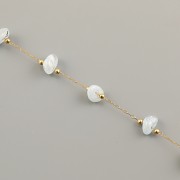 Řetízek se zlomky MODRÝ CHALCEDON metráž - ocel pozlacená