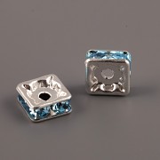 Squaredelka 8mm - Aquamarine - postříbřeno