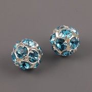 Štrasové korálky - Aquamarine - 12mm