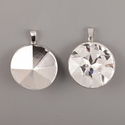 Přívěsek se šlupnou pro Round Stone Swarovski 27mm - rhodiováno