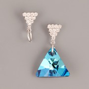 Puzety TROJÚHELNÍK s kamínky Swarovski Elements - rhodiováno