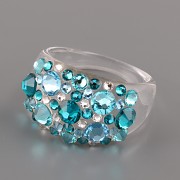 Prsten BUBBLE s kamínky Swarovski Elements - Blue Zircon 53