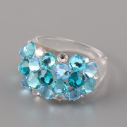 Prsten BUBBLE s kamínky Swarovski Elements - Blue Zircon BIG 53