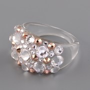 Prsten BUBBLE s kamínky Swarovski Elements - Crystal a Rose Gold - 53