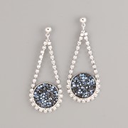 Náušnice DLOUHÉ ZDOBENÉ pro Crystal Rocks Swarovski Elements 15m - rhodiováno