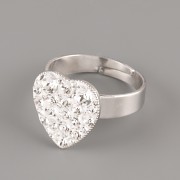 Prsten SRDÍČKO s kamínky Swarovski® Crystals 15mm - Crystal 