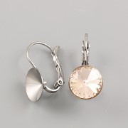 Náušnice - MENŠÍ pro nalepení Rivoli Swarovski 12mm - gunmetal